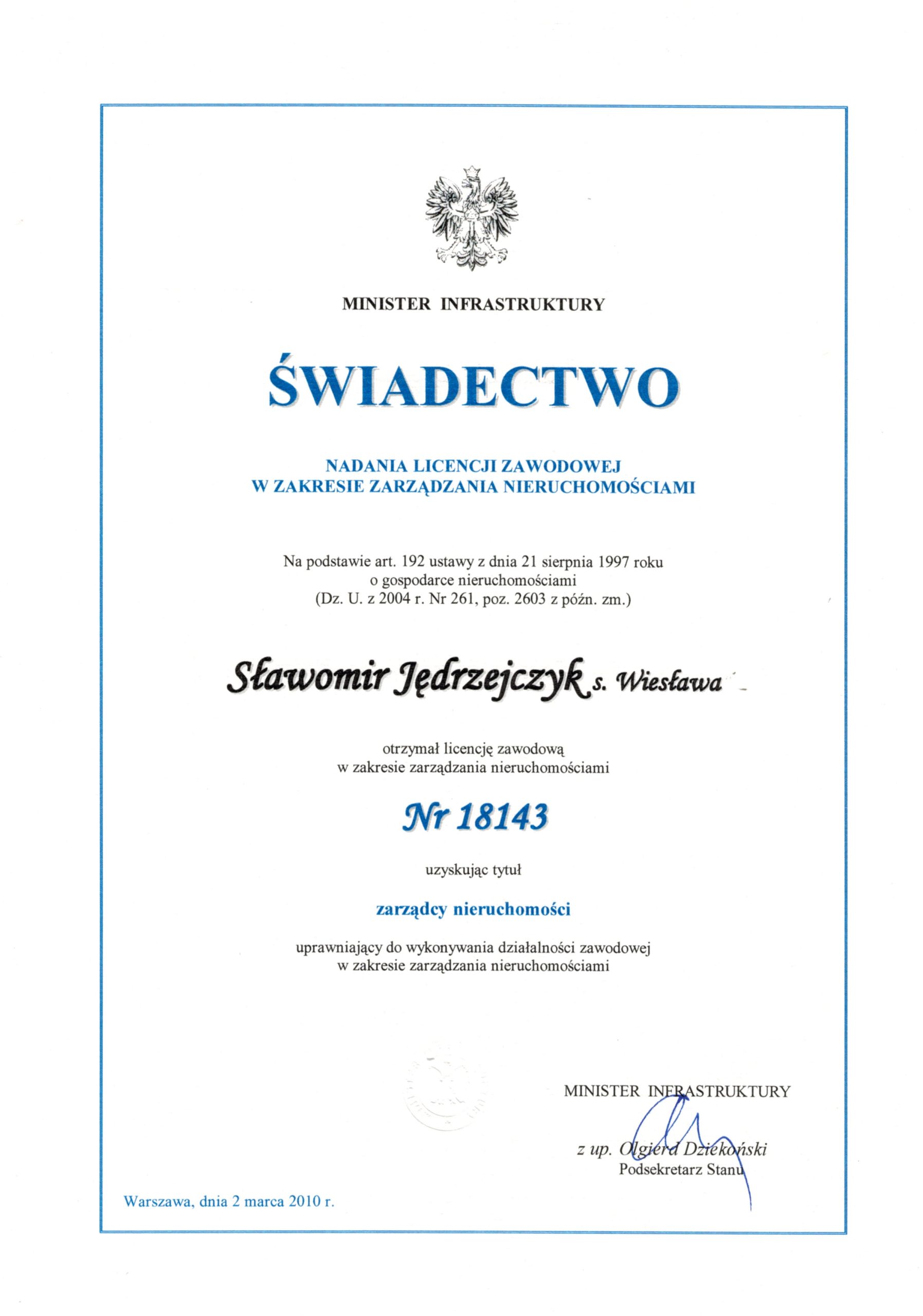 Sławomir licencja